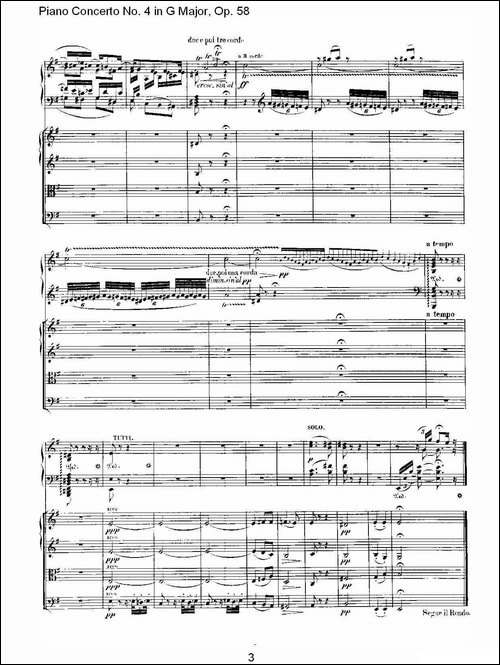 Ｇ大调钢琴第四协奏曲 Op.58 第二乐章-总谱-钢琴谱