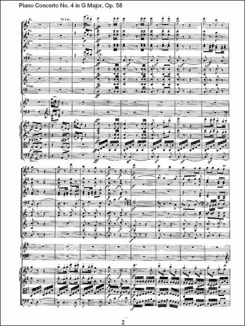 Ｇ大调钢琴第四协奏曲 Op.58 第三乐章-总谱-钢琴谱