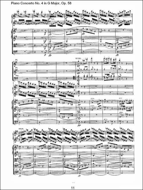Ｇ大调钢琴第四协奏曲 Op.58 第三乐章-总谱-钢琴谱