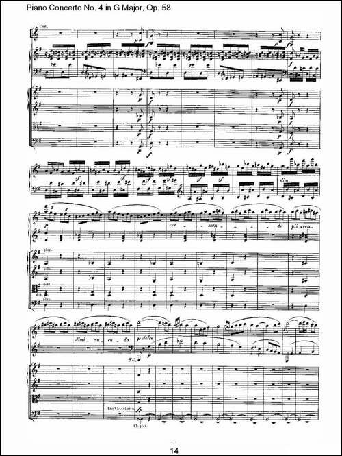 Ｇ大调钢琴第四协奏曲 Op.58 第三乐章-总谱-钢琴谱