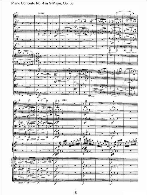 Ｇ大调钢琴第四协奏曲 Op.58 第三乐章-总谱-钢琴谱