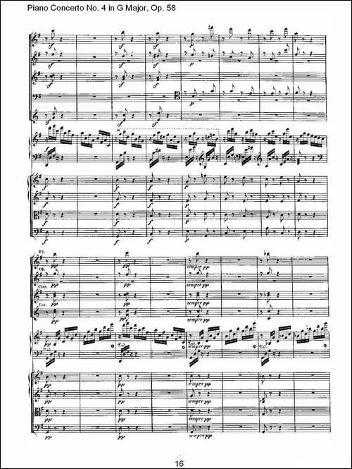 Ｇ大调钢琴第四协奏曲 Op.58 第三乐章-总谱-钢琴谱