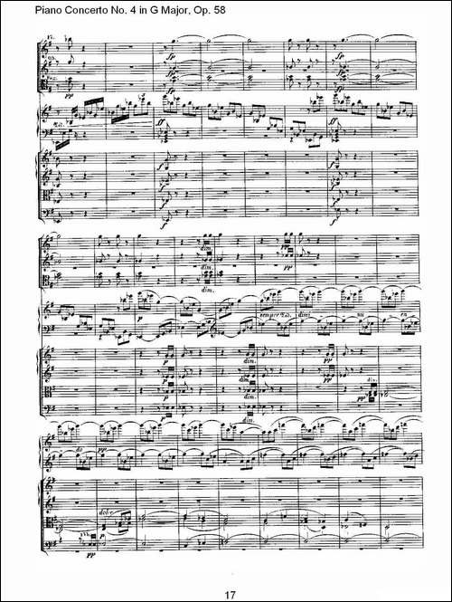 Ｇ大调钢琴第四协奏曲 Op.58 第三乐章-总谱-钢琴谱