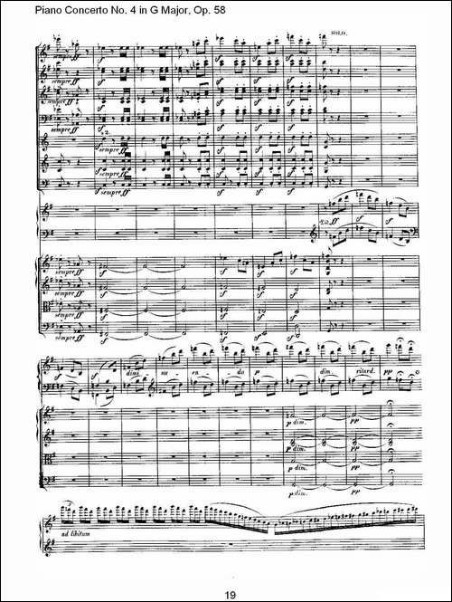 Ｇ大调钢琴第四协奏曲 Op.58 第三乐章-总谱-钢琴谱
