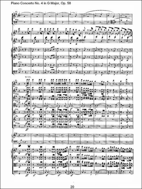 Ｇ大调钢琴第四协奏曲 Op.58 第三乐章-总谱-钢琴谱