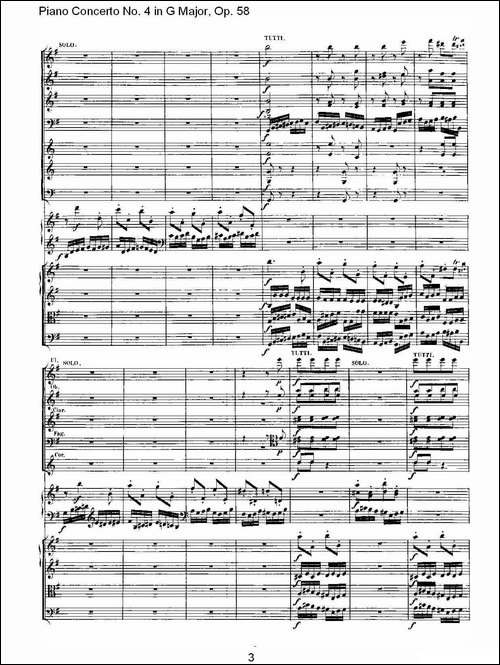 Ｇ大调钢琴第四协奏曲 Op.58 第三乐章-总谱-钢琴谱