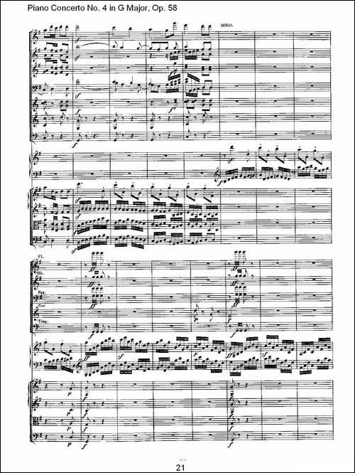 Ｇ大调钢琴第四协奏曲 Op.58 第三乐章-总谱-钢琴谱