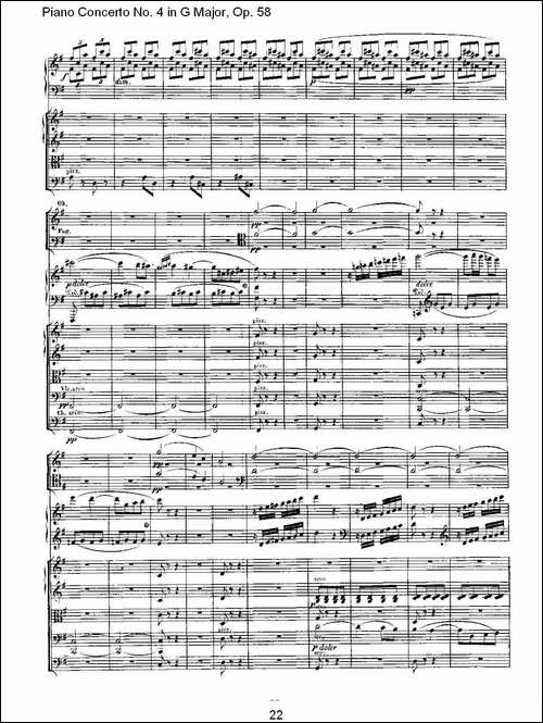Ｇ大调钢琴第四协奏曲 Op.58 第三乐章-总谱-钢琴谱