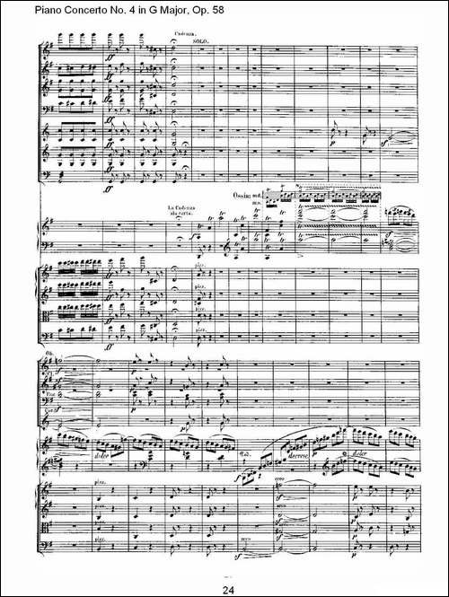 Ｇ大调钢琴第四协奏曲 Op.58 第三乐章-总谱-钢琴谱