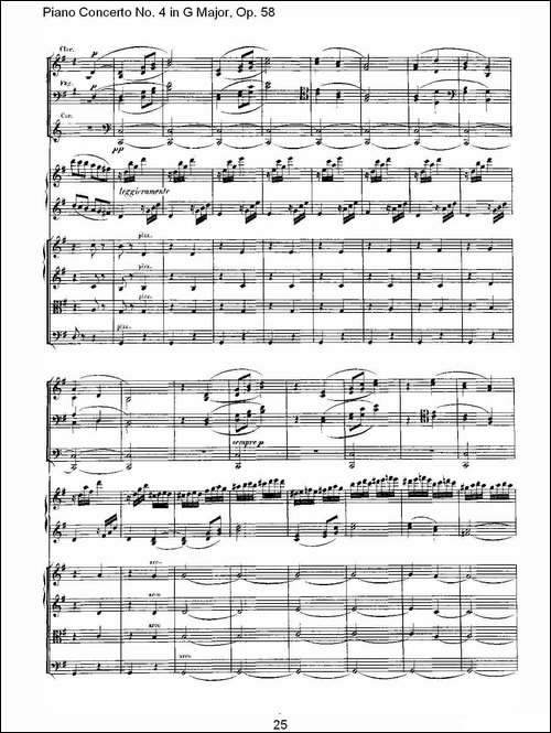 Ｇ大调钢琴第四协奏曲 Op.58 第三乐章-总谱-钢琴谱
