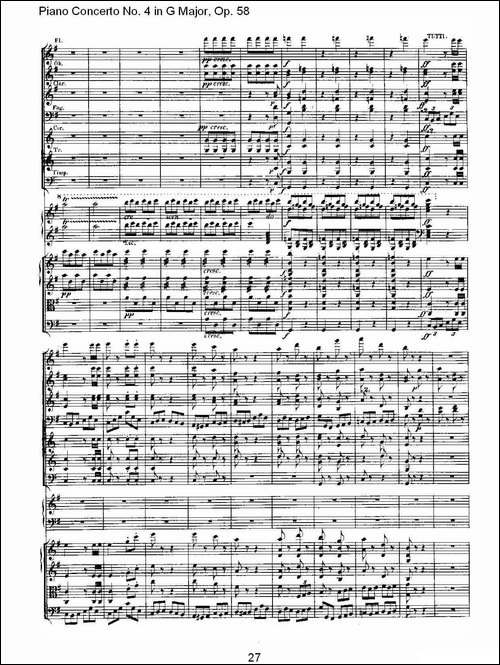 Ｇ大调钢琴第四协奏曲 Op.58 第三乐章-总谱-钢琴谱