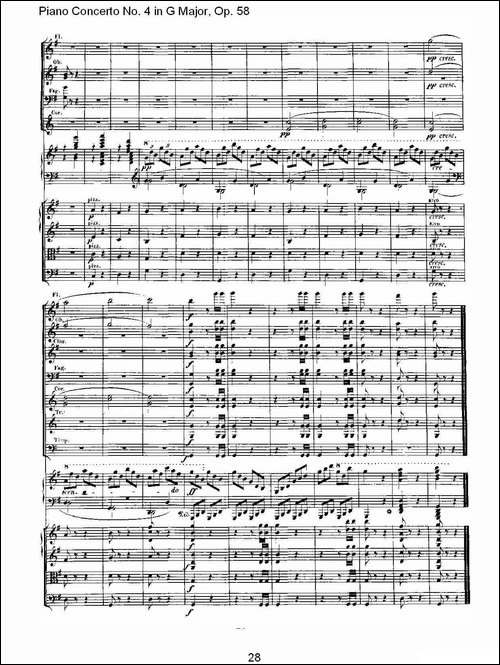 Ｇ大调钢琴第四协奏曲 Op.58 第三乐章-总谱-钢琴谱