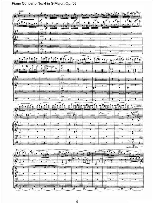 Ｇ大调钢琴第四协奏曲 Op.58 第三乐章-总谱-钢琴谱