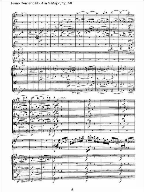 Ｇ大调钢琴第四协奏曲 Op.58 第三乐章-总谱-钢琴谱
