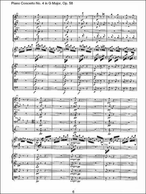 Ｇ大调钢琴第四协奏曲 Op.58 第三乐章-总谱-钢琴谱