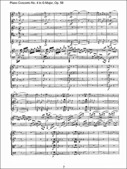 Ｇ大调钢琴第四协奏曲 Op.58 第三乐章-总谱-钢琴谱