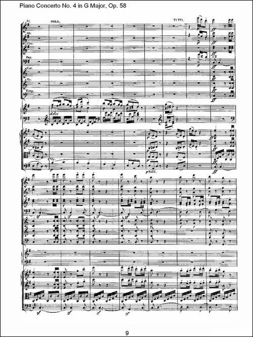 Ｇ大调钢琴第四协奏曲 Op.58 第三乐章-总谱-钢琴谱