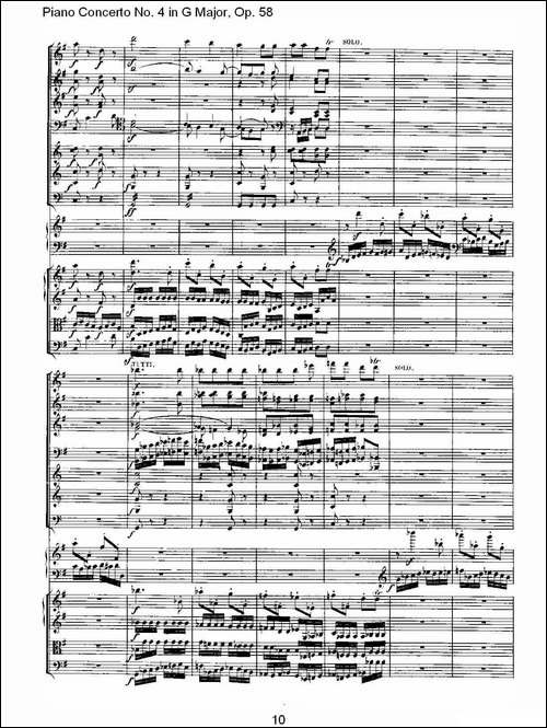 Ｇ大调钢琴第四协奏曲 Op.58 第三乐章-总谱-钢琴谱