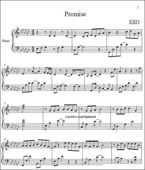 Promise-约定-钢琴谱