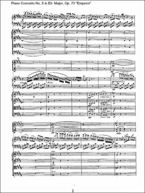 Eb大调钢琴第五协奏曲 Op.73