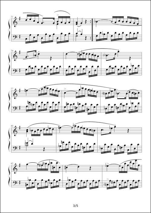 C大调第16钢琴奏鸣曲K.545-第二乐章-钢琴谱