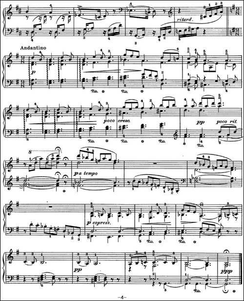 柴可夫斯基 四季 5月 清净之夜 G大调 Starlit Nights G major-钢琴谱