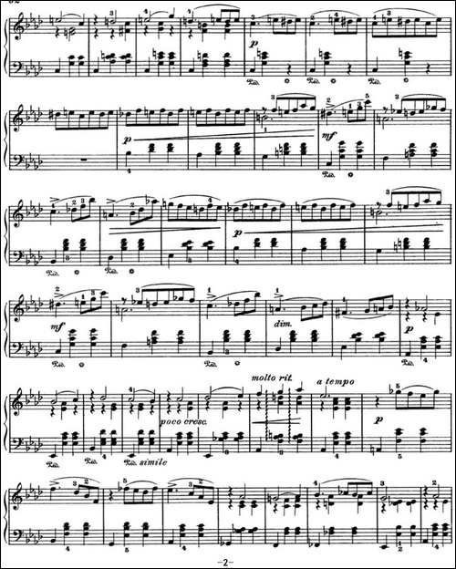 柴可夫斯基 四季 12月 圣诞节 降A大调 Christmas A flat major-钢琴谱
