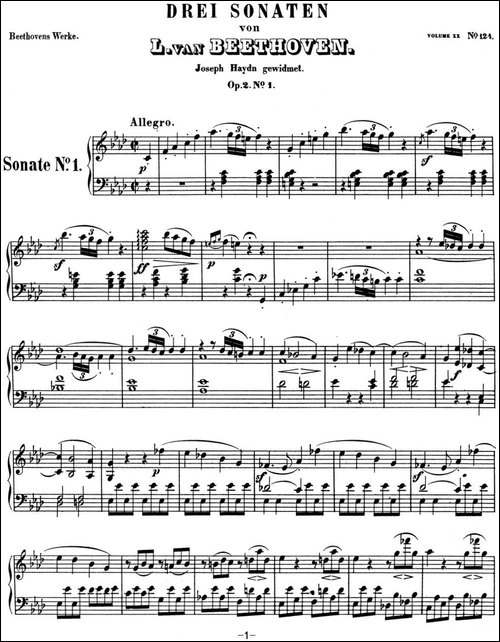 贝多芬钢琴奏鸣曲01 f小调 Op.2 No.1 F minor-钢琴谱