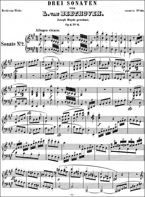 贝多芬钢琴奏鸣曲02 A大调 Op.2 No.2 A major-钢琴谱