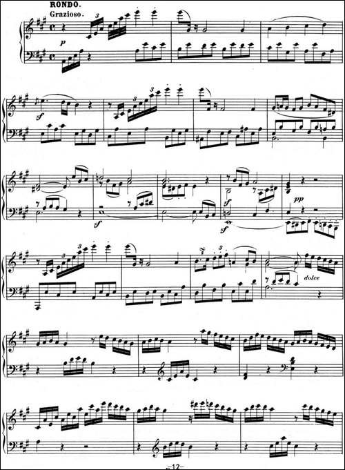 贝多芬钢琴奏鸣曲02 A大调 Op.2 No.2 A major-钢琴谱