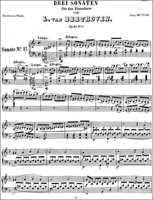 贝多芬钢琴奏鸣曲17 暴风雨 d小调 Op.31 No.2 D minor-钢琴谱