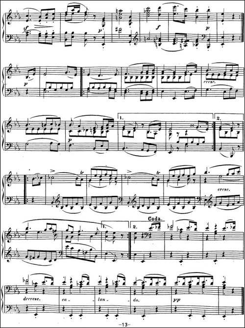 贝多芬钢琴奏鸣曲18 狩猎 降E大调 Op.31 No.3 E-flat major-钢琴谱