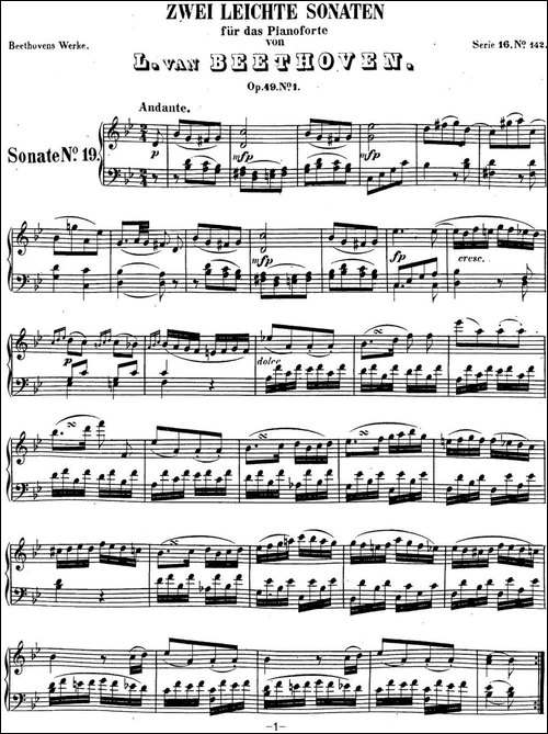 贝多芬钢琴奏鸣曲19 g小调 Op.49 No.1 G minor-钢琴谱