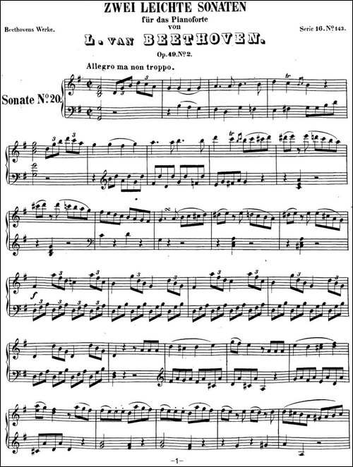 贝多芬钢琴奏鸣曲20 G大调 Op.49 No.2 G major-钢琴谱