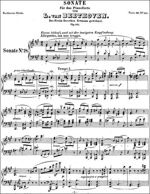 贝多芬钢琴奏鸣曲28 A大调 Op.101 A major-钢琴谱