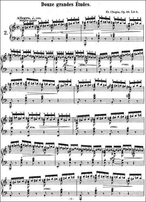 肖邦练习曲2 Op.10 No.2 a小调 A minor-钢琴谱