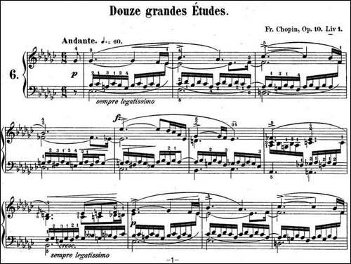 肖邦练习曲6 Op.10 No.6 降e小调 Eb minor-钢琴谱