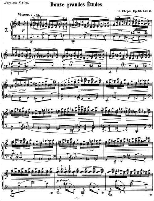 肖邦练习曲7 Op.10 No.7 C大调 C major-钢琴谱