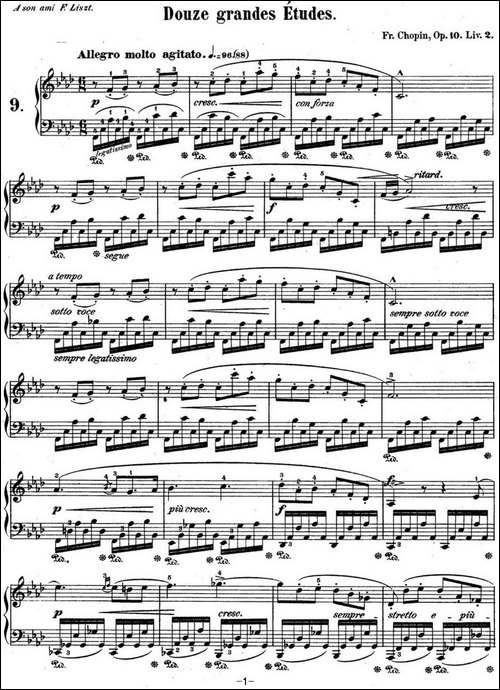 肖邦练习曲9 Op.10 No.9 f小调 F minor-钢琴谱