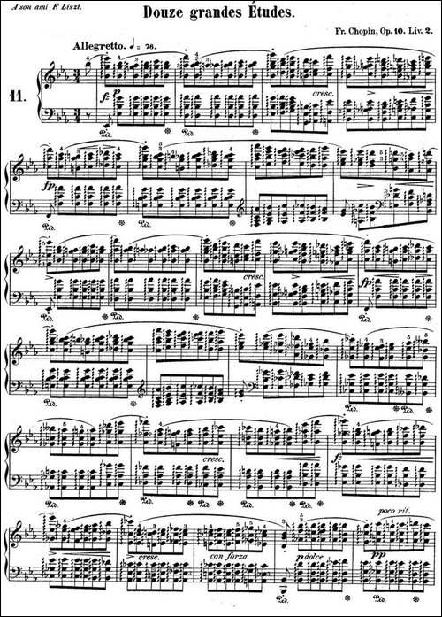 肖邦练习曲11 Op.10 No.11 降E大调 Eb major-钢琴谱