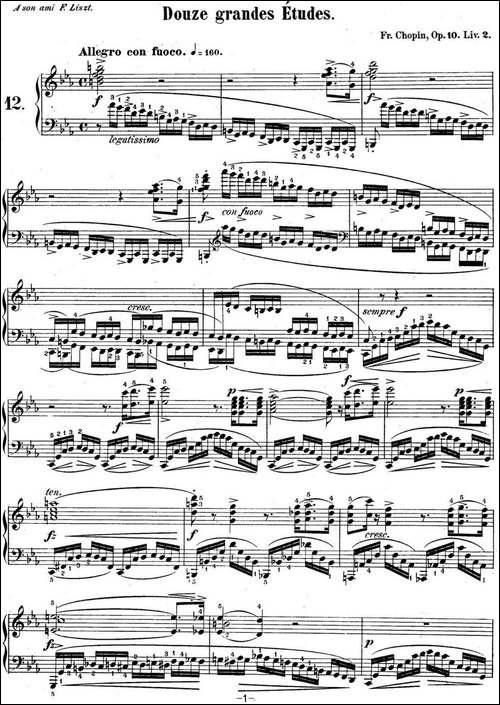 肖邦练习曲12 Op.10 No.12 革命 c小调 C minor Revolutionary-钢琴谱