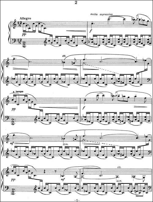 拉赫玛尼诺夫 音画练习曲2 Etudes tableaux Op.33 No.2-钢琴谱