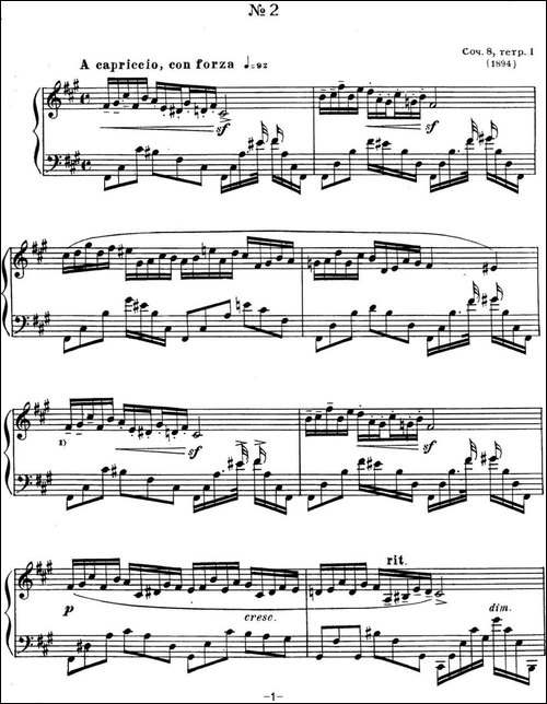 斯克里亚宾 钢琴练习曲 Op.8 No.2 Alexander Scriabin Etudes-钢琴谱