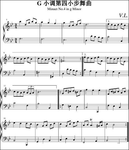 G小调第四小步舞曲.-钢琴谱