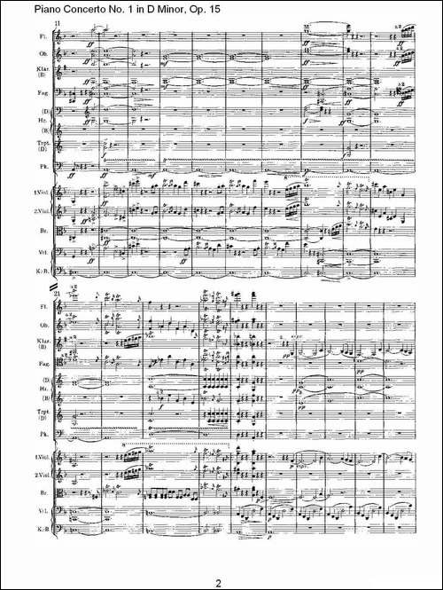 D小调钢琴第一协奏曲, Op.15第一乐章-一-钢琴谱