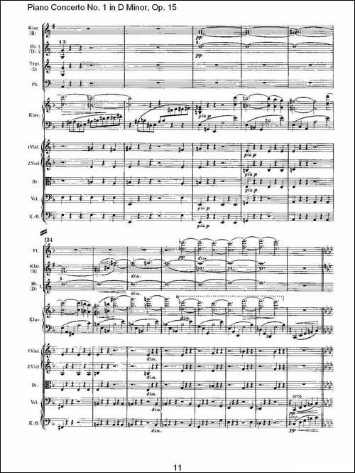 D小调钢琴第一协奏曲, Op.15第一乐章-一-钢琴谱