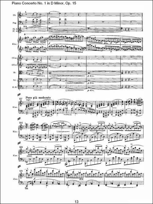 D小调钢琴第一协奏曲, Op.15第一乐章-一-钢琴谱