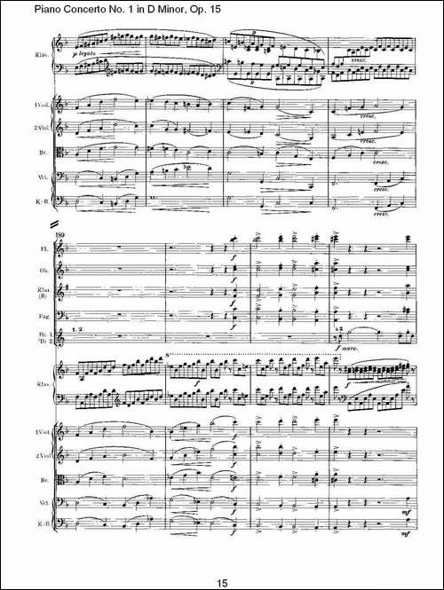 D小调钢琴第一协奏曲, Op.15第一乐章-一-钢琴谱