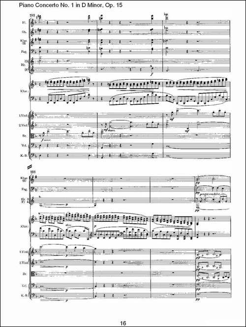 D小调钢琴第一协奏曲, Op.15第一乐章-一-钢琴谱