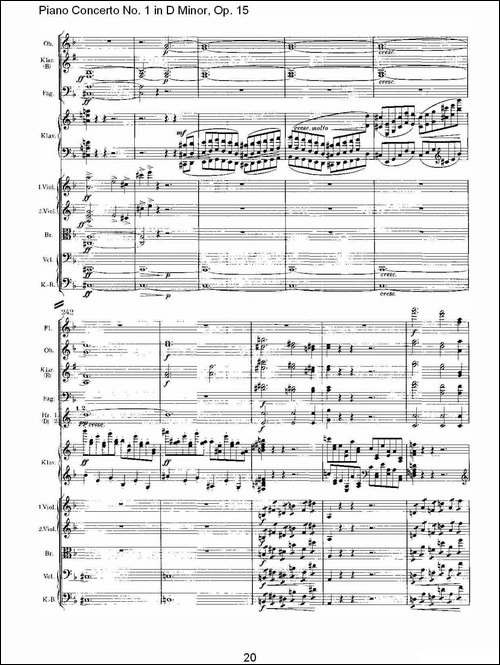 D小调钢琴第一协奏曲, Op.15第一乐章-一-钢琴谱